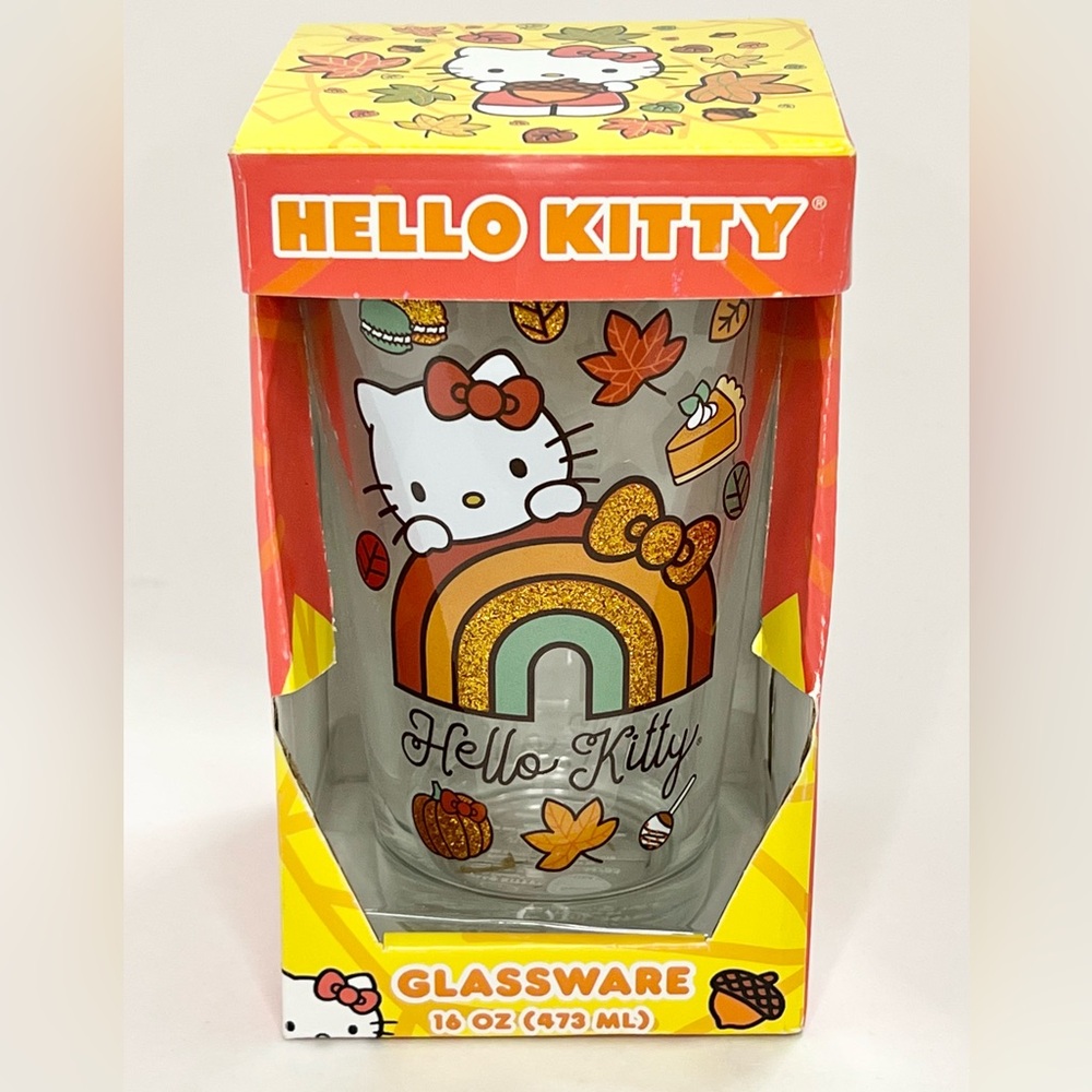 Hello Kitty Fall Pint Glass 16 oz. Autumn Glass Cup